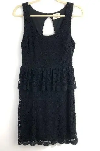Pins & Needles  Open Back Peplum Lace Dress Cut Out Sleeveless Mini Black