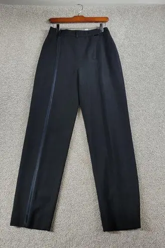 Moschino Couture Womens Tuxedo Pants 8 Black Wool Satin Trim Button Formal Dress