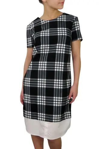 New York & Co. Preppy Black & White Plaid Dress Short Sleeves Small