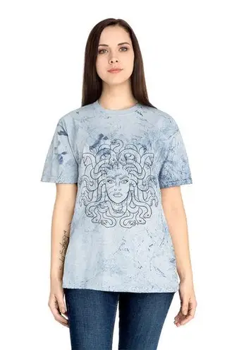 Handmade Blue Marble Medusa Graphic Tee Mythology Art Shirt Size XL