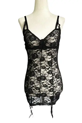 Rene Rofe Black Lace Lingerie Mini Dress Women Intimate Size Small/Medium 38