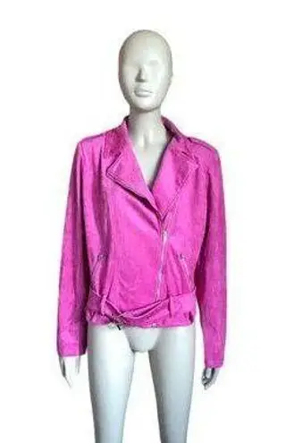 Top Style Pink Faux Suede Moto Jacket Size L