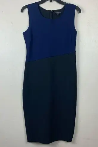 Emporio Armani  Dress Black Blue Fitted Career Sleeveless Color block 42 Midi