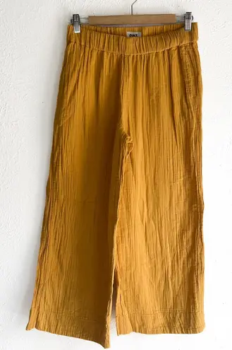 Pact Organic Cotton Gauze Pants Mustard Yellow Wide-Leg Lounge Pants Medium - Image 1