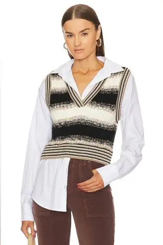 Veronica Beard Black Multi Spear Mixed Media Vest Size XS $498