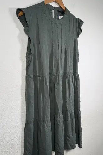 Velvet Heart Shelly Tiered Cap Sleeve Dress In Washed Out Olive Size L