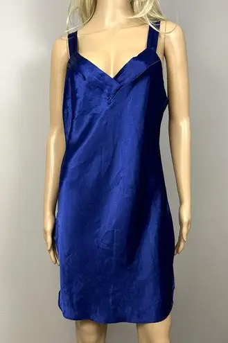 Vintage Barbizon Blue Satin Chemise Slip Dress Size Large Shiny Silky Nighty