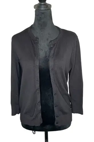 Ellen Tracy Front Button Long Sleeve Cardigan Sweater Womens Black Size Med