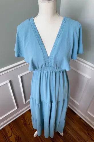 Simplee Apparel Sky Blue Ruffle Maxi Dress