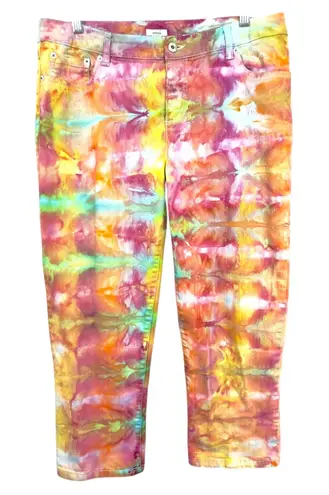 Liz & Co. Size 12 Jeans Handmade Tie Dye Capri Pants Colorful Casual 1303 - Image 1