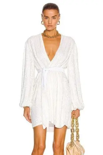 Retrofete Gabrielle Robe Dress in White Sequins Size XS Long Sleeve Blet