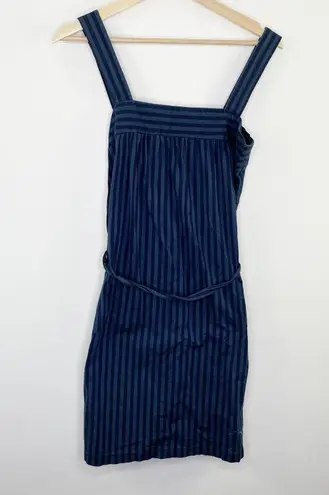 Ellie Olson Navy Blue Striped Square Neck Sleeveless Dress Women's Size Medium M