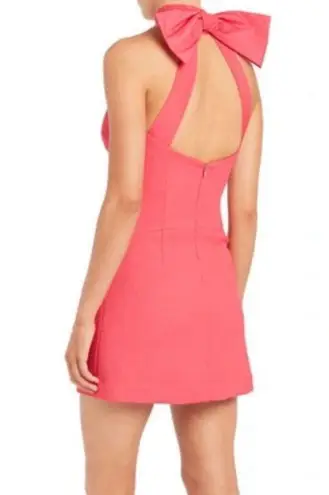NWT Rebecca Vallance Caitlin Pink Halter Crepe Mini Dress US 2 in Coral