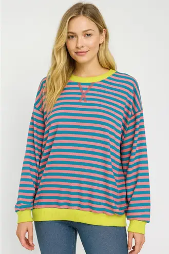 Amazon  striped oversized crewneck sweater size M thumbnail 1