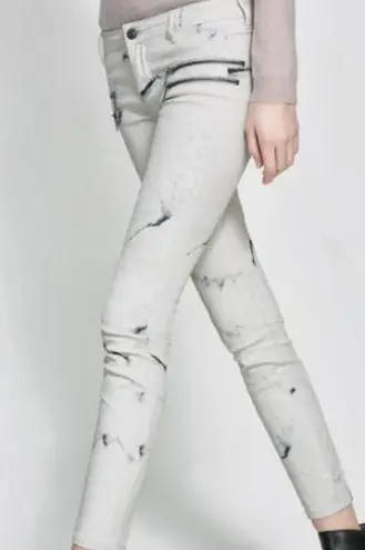 ZARA : MARBLE EFFECT PRINT WAXED‎ PANTS SLIM JEANS