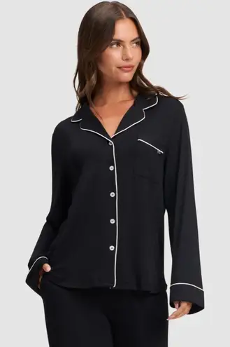 Cozy Earth Women's Bamboo Stretch Knit Long Sleeve Pajama Top in Black