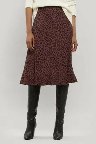 $295 New APC 38 4/6 Skirt Midi Adena A.P.C. Leopard Print Maroon Flare Animal Red
