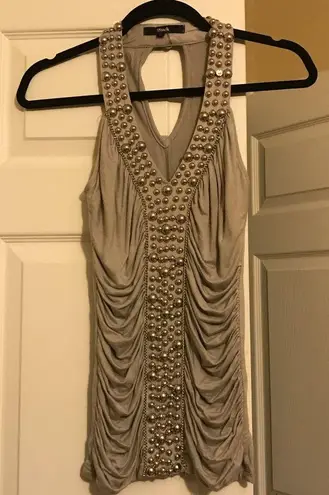 Black brand grey silver studded dressy tunic tank