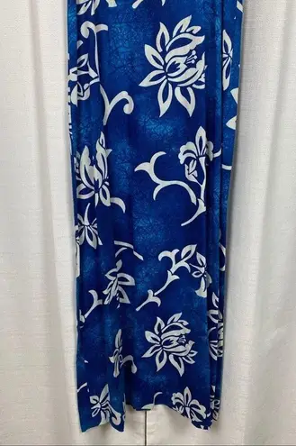 Vintage Blue Royal Hawaiian  Floral Hawaiian Maxi Dress Sz.6