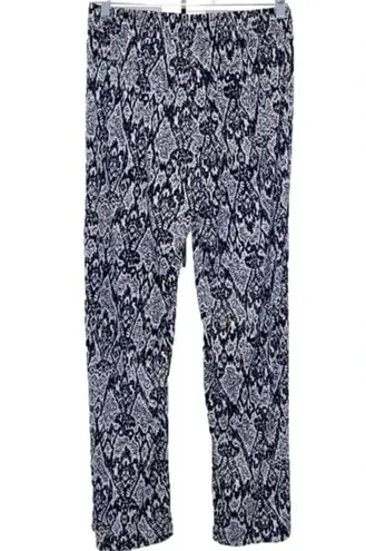 Iman M/L patterned pants stretchy waist comfy lightweight business casual pants Blue Size undefined