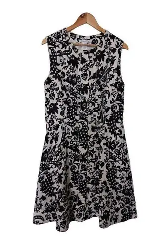 Oscar de la Renta SZ 14 black and white floral a-line dress