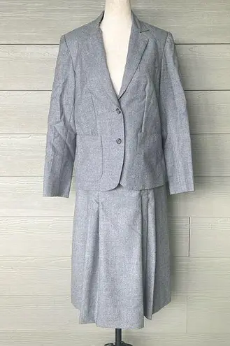 Vintage Nat Kaplan Couture Wool Skirt Suit Gray Size 10