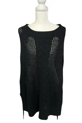 ALLSAINTS Open Knit Erbus Black Pullover Hi Low Cape Size 4 - 6 Small