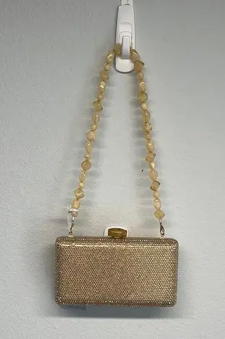 Haute Hippie Gold Clutch with Beaded Strap