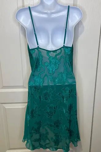 Shirley Of Hollywood Vintage Gown Nightie Lace Sheer Emerald Green Large