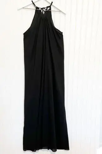 Regina Donde 100% Cotton Bohemian Maxi Dress Swim Coverup Beach Resortwear Black