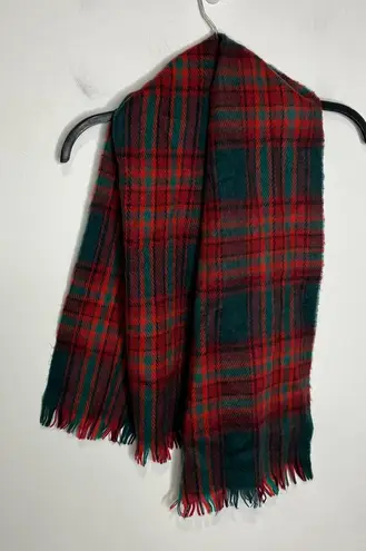 100% cashmere tartan plaid scarf made in England red green