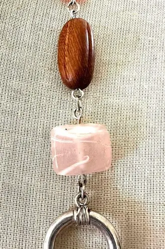 Cookie Lee Pink Beaded Silver Tone Link necklace