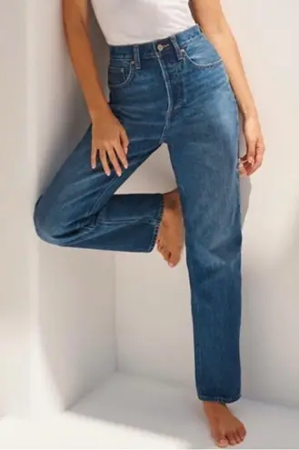 Denim Forum Aritzia Joni high rise loose button fly denim jeans 30 length sz 25 Blue
