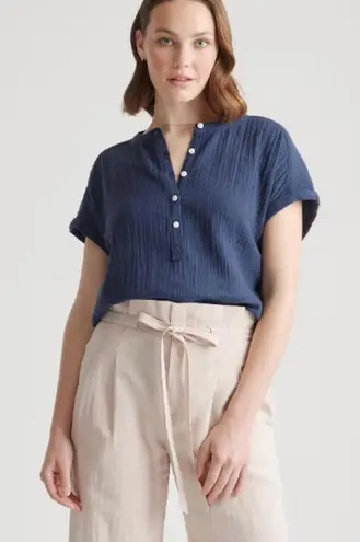 Quince 100% Organic Cotton Gauze Roll Sleeve Shirt - Size - XS