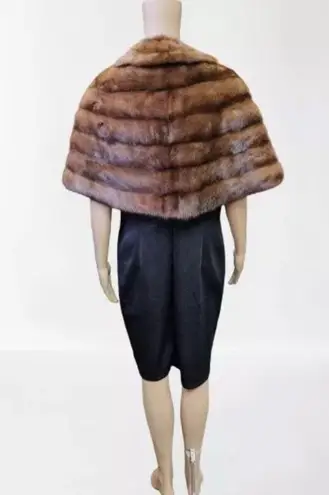 Vintage Genuine 100% Mink Paul Magder Fur Fully Lined Floral Stole Jacket Sz S/M Brown Size M