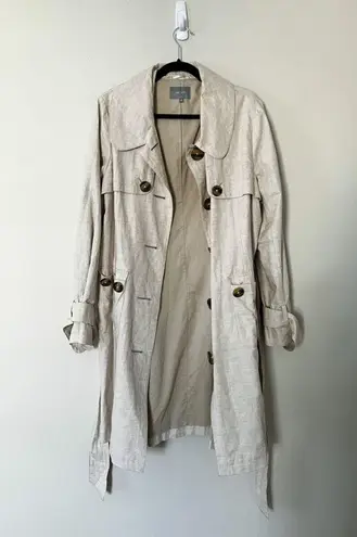MARKS & SPENCER PER UNA 100% Linen Belted Trench Coat Beige Large Size 12