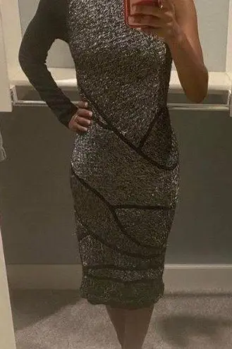 Rachel Roy black and gold one shoulder dress XS