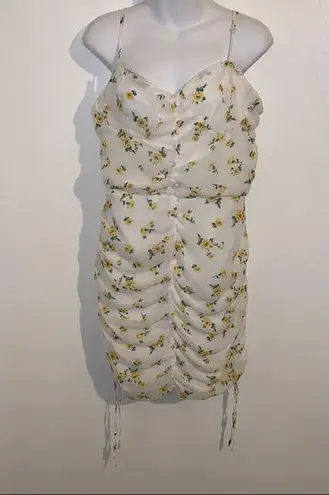 Purple Snow White Dress with Yellow and green Floral Pattern XL NWOT