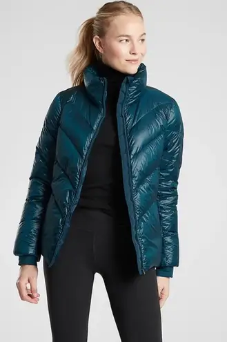 Athleta lofty down jacket dark vista teal size medium
