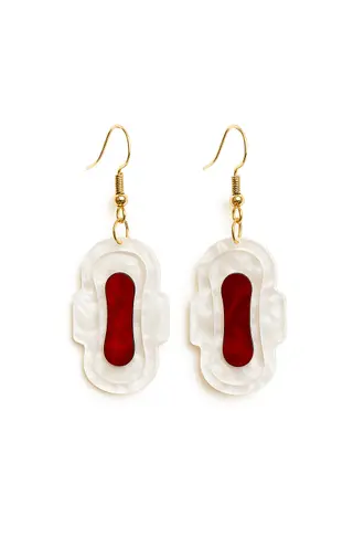 Cute Statement Pad Earrings β Fun Red & White Dangle Earrings