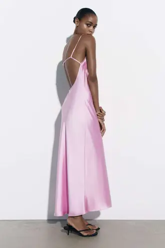 ZARA midi dress satin effect slip maxi wedding party coctail