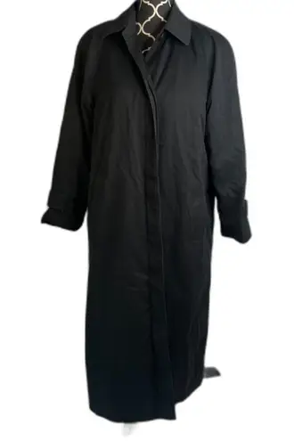 London Fog Black Union Made Wool Lined Classic Long Trench Coat Size 8 Regular - Image 2