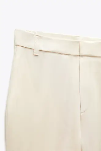 ZARA NWT  Cream FULL-LENGTH SATIN TROUSERS. Size Medium.