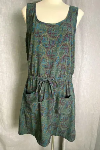 Toad & Co Livvy Sleeveless Dress Abstract Print Tie Waist Travel XL
