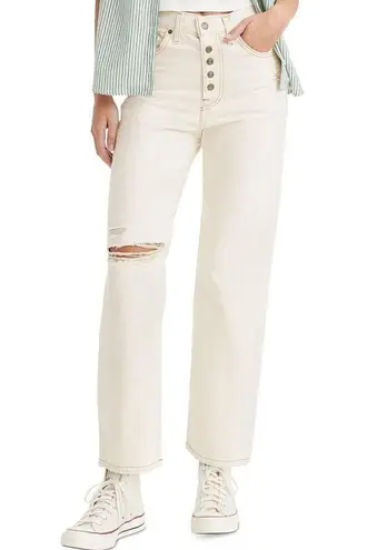 Levi's NWT Levi’s Ribcage Straight Ankle Jeans Light Wash Snap Front Distressed 31W 27L