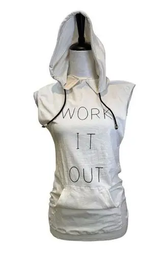 Solo Sport Cream Work It Out Sleeveless Hoodie Tank Top Size M Size M