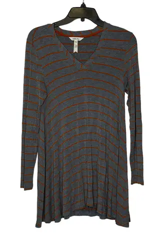 Matilda Jane Tunic Top Blouse Size XS Gray WIth Orange Stripes Stretch Blend