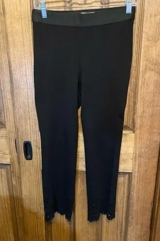 Bailey 44 Eyelet Hem Laser Cutout Floral Pernnial Crop Pants Black Small.