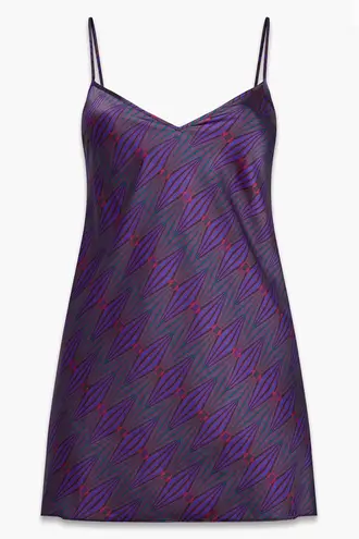 SAVAGE X FENTY Night Star Chaser Satin Purple Geometric Slip Dress Size undefined