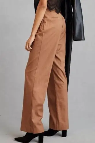 Favorite Daughter The Favorite High Rise Wide Leg Pants Camel Pinstripe 10